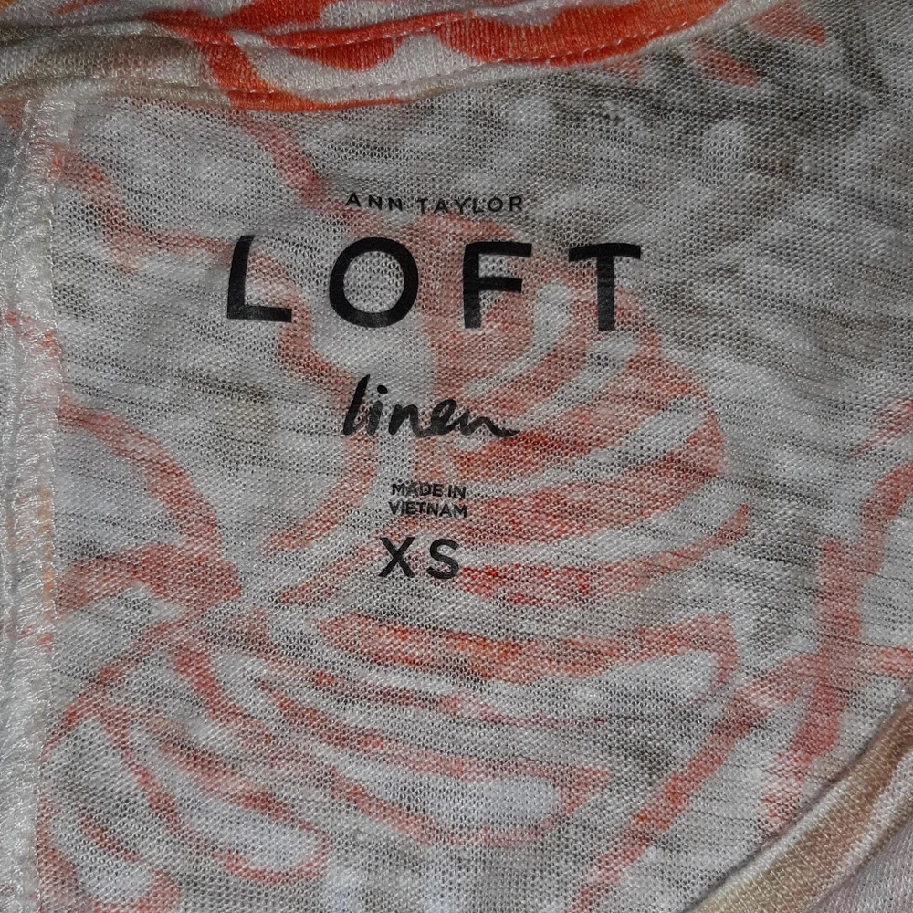 Linen Ann Taylor Loft Top Size XS ORANGE FLORAL PRINT ☆ - Picture 10 of 11